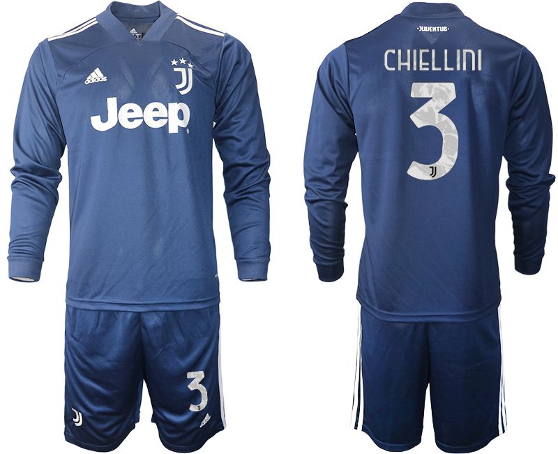 Men 2020-2021 club Juventus away long sleeves #3 blue Soccer Jerseys